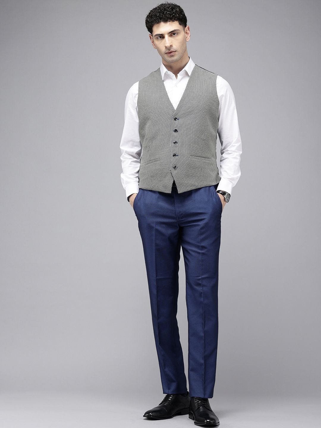 Park Avenue Self Design Super Slim Fit Single Breasted 3-Piece Party Suit