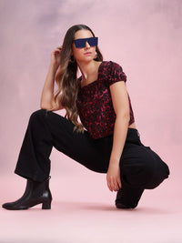 DressBerry Animal Print Puff Sleeve Top