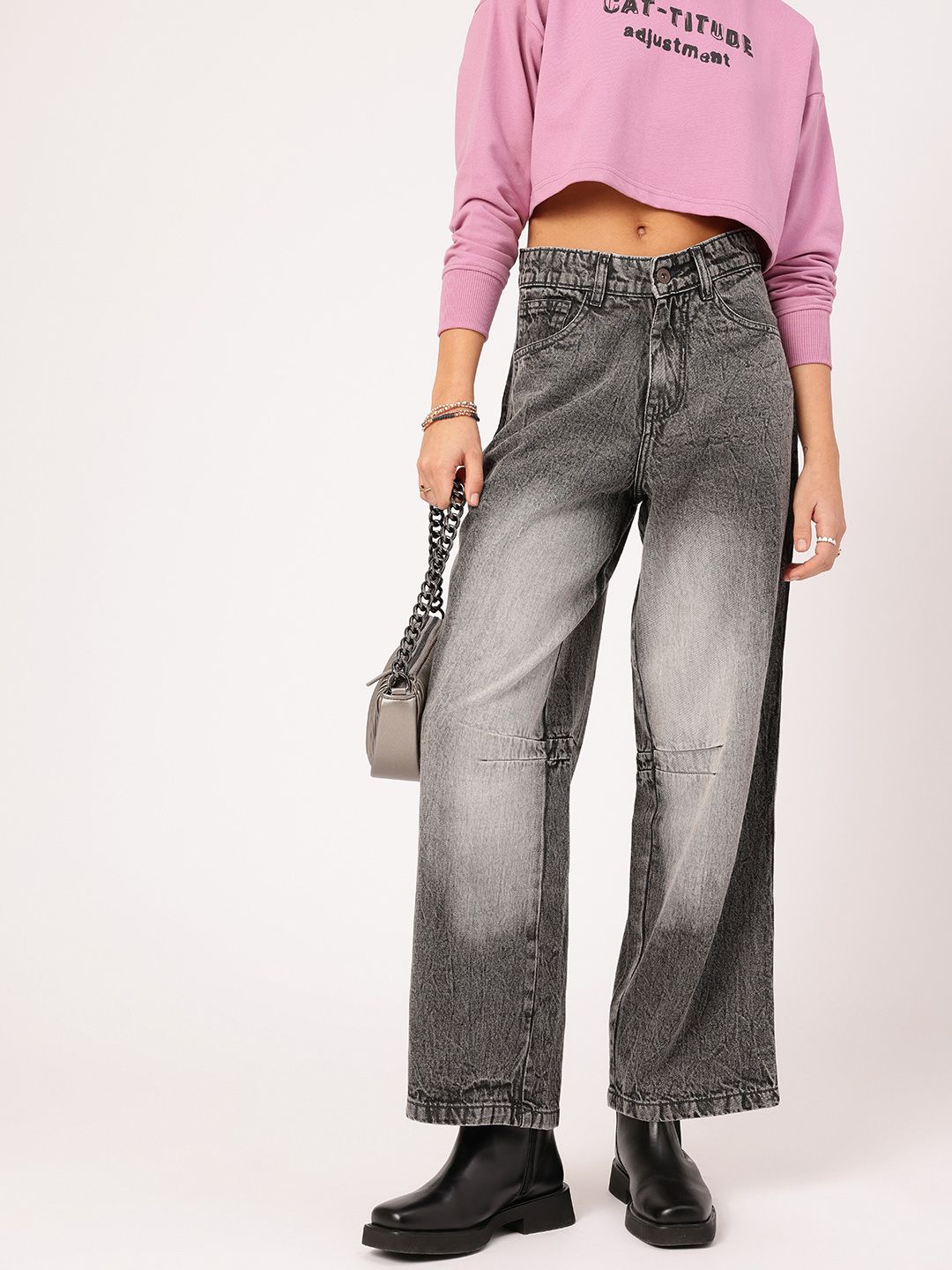 DressBerry Women Modern Classics Faded Baggy jeans