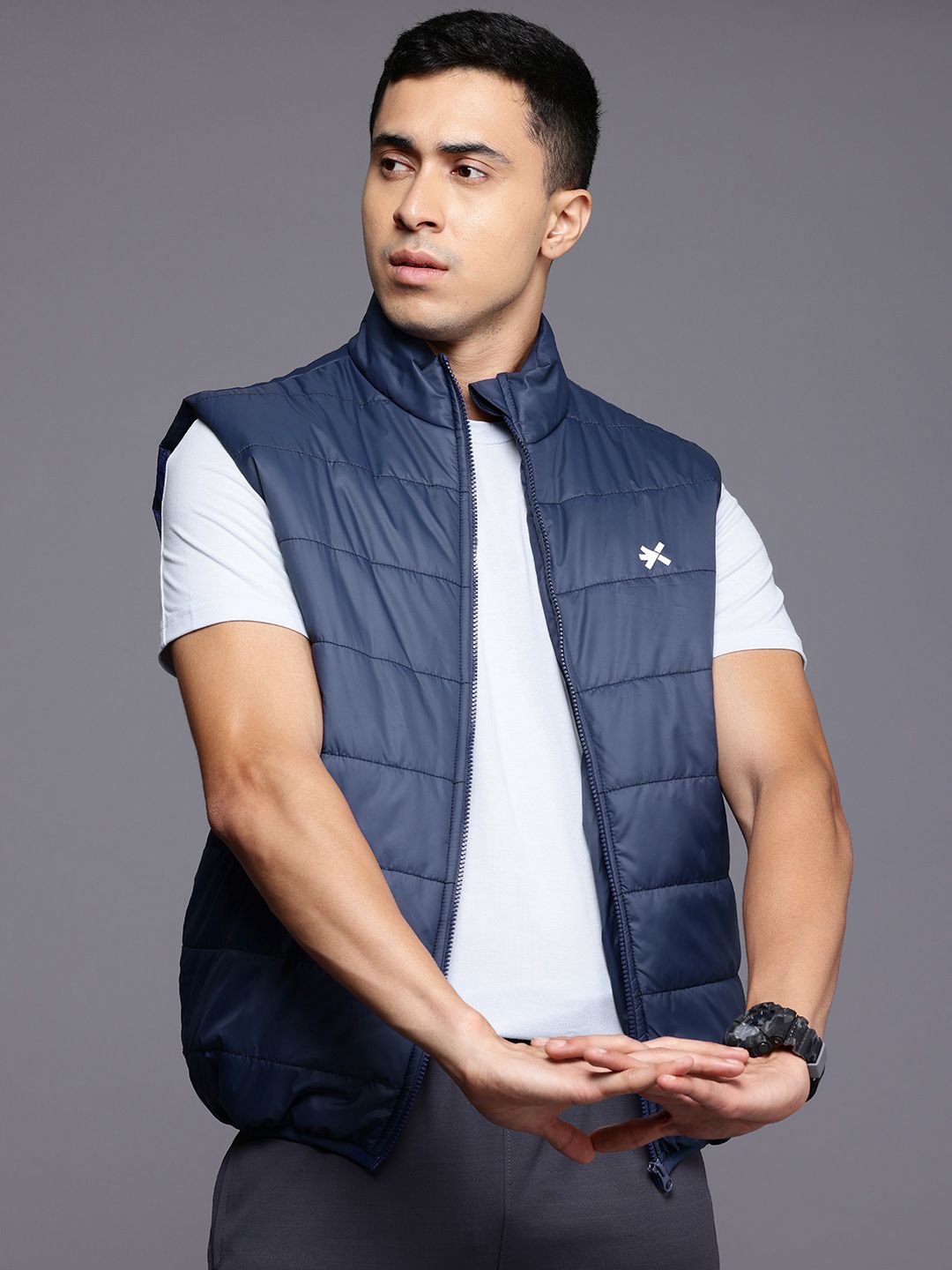 HRX by Hrithik Roshan Rapid-Dry Longline Training Padded Gilet Jacket
