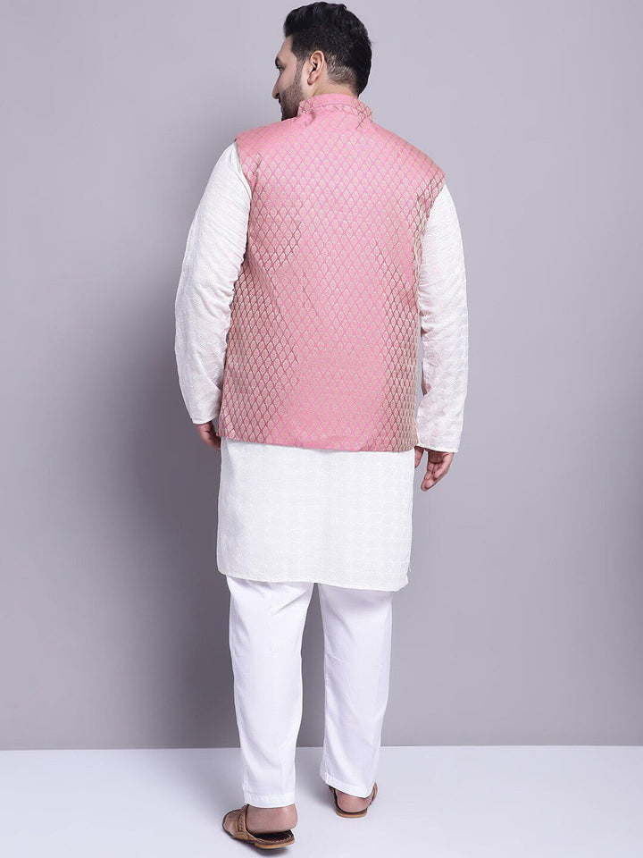 SOJANYA PLUS Self Design Pure Cotton Kurta With Pyjamas & With Nehru Jacket