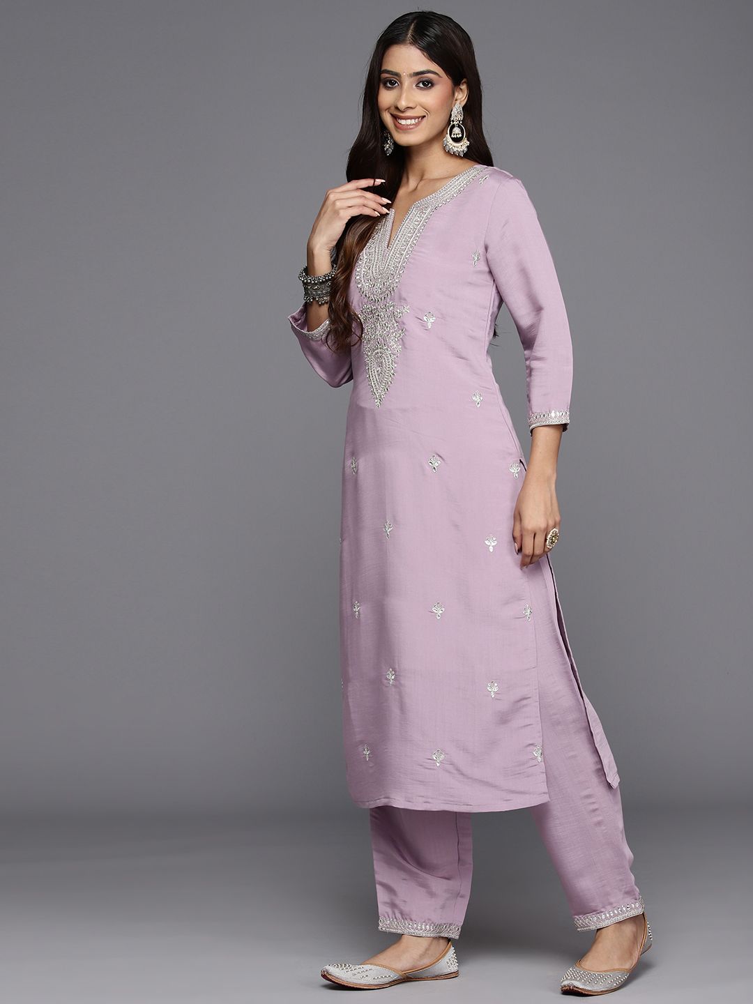 Indo Era Ethnic Motifs Embroidered Regular Sequinned Kurta with Trousers & Dupatta