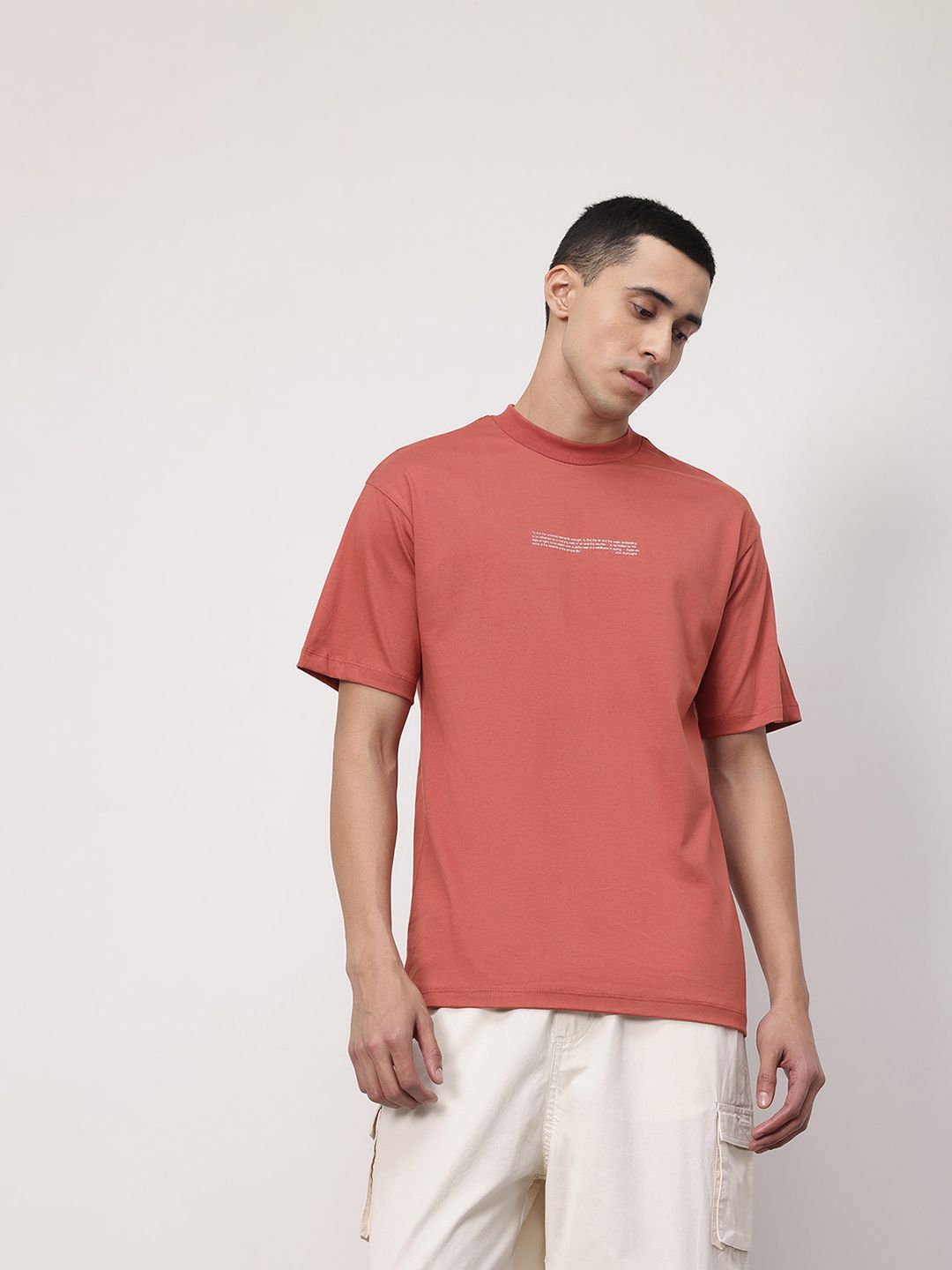 ether Zen Cotton Printed Drop-Shoulder Sleeves Relaxed Fit T-shirt