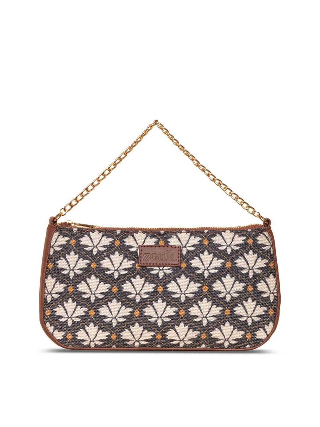 ZOUK Floral Printed Structured Baguette Bag Handbags