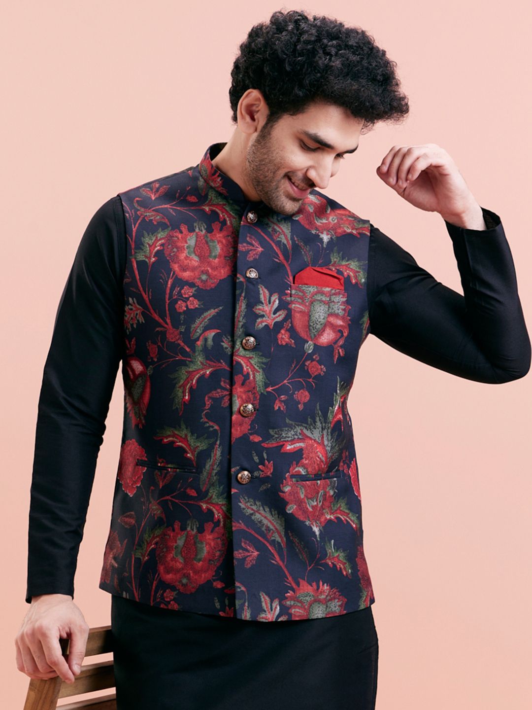 KeSah Lelaki Bercetak Jaket Nehru Biasa