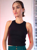 SASSAFRAS Black Solid Crop Top