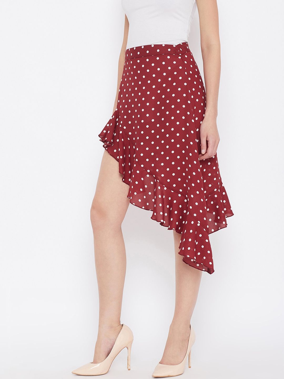 Berrylush Women Red & White Printed Above Knee-Length A-Line Skirt
