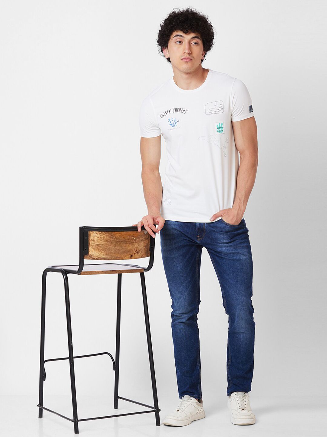 SPYKAR Typography Cotton Slim Fit T-shirt
