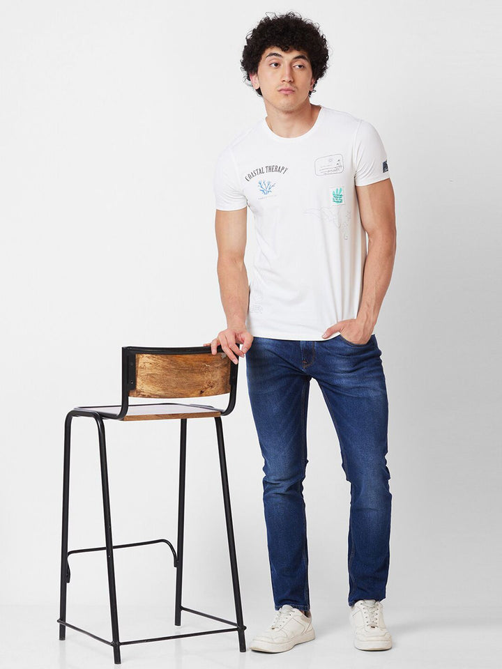 SPYKAR Typography Cotton Slim Fit T-shirt