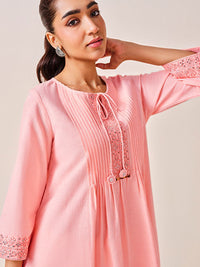 Global Desi Solid Embroidered Tunic