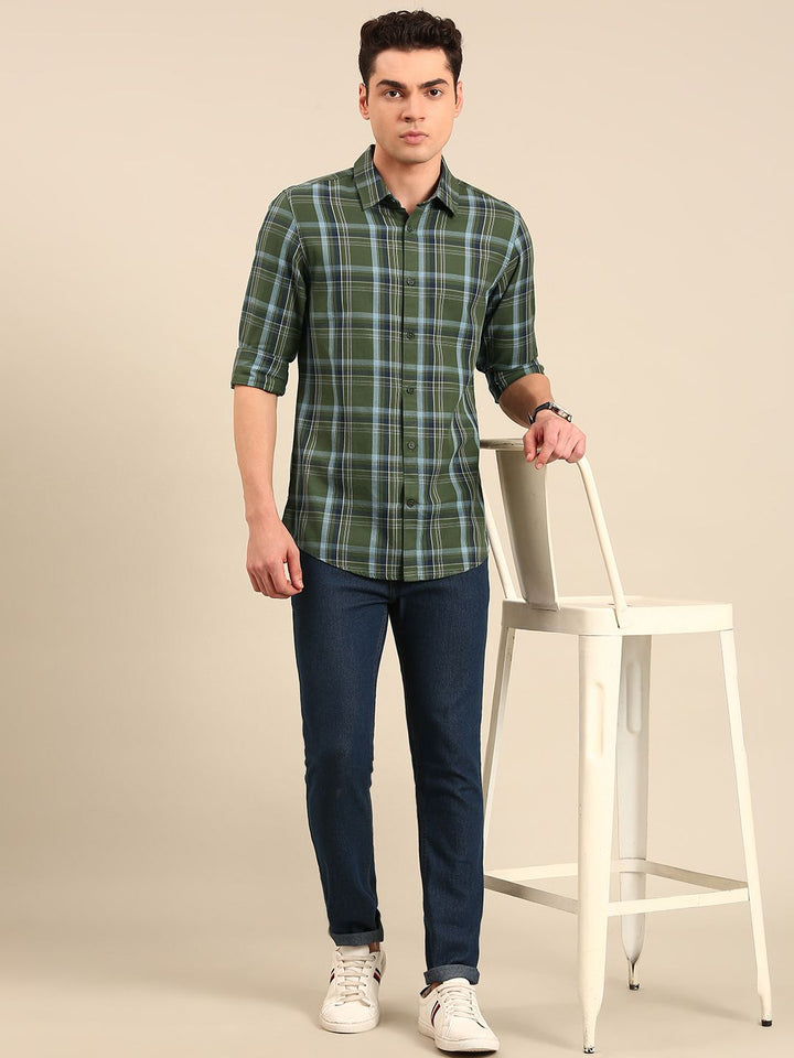 Being Human Pure Cotton Slim Fit Opaque Checked Casual Shirt