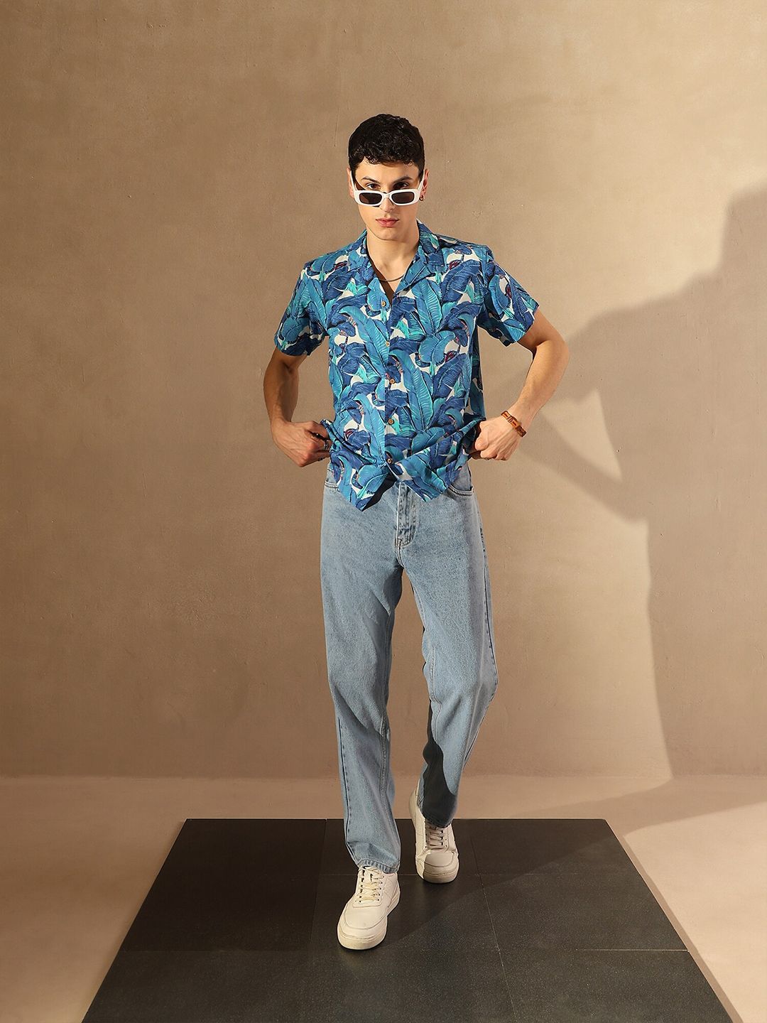 DENNISON Leaf Printed Oversized Shirt