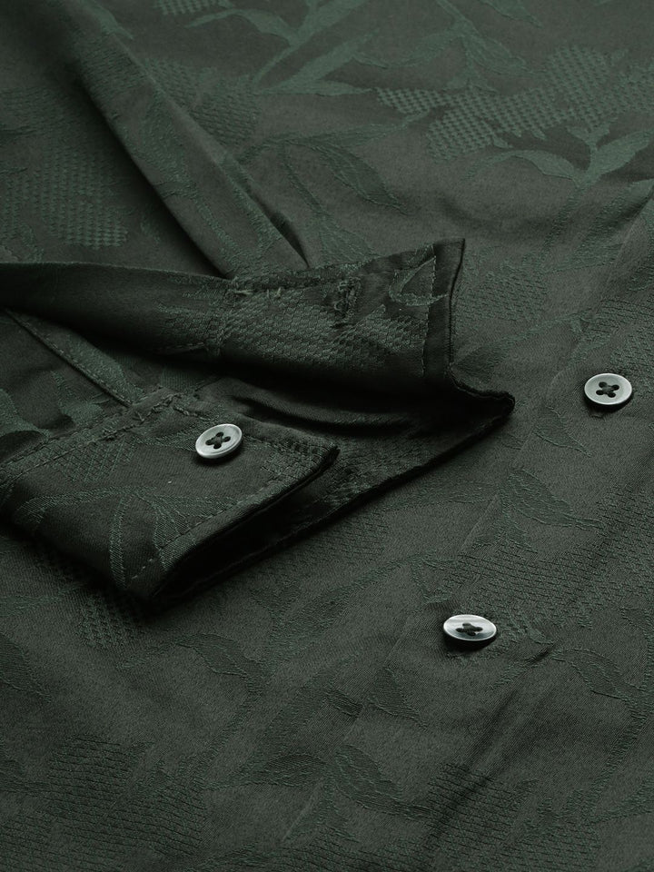 The Indian Garage Co Slim Fit Self Design Opaque Party Shirt