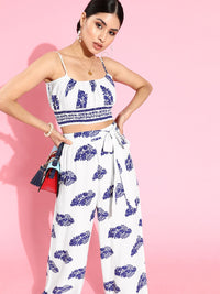 Berrylush Women Classic White Printed Co-ords Jumpsuit