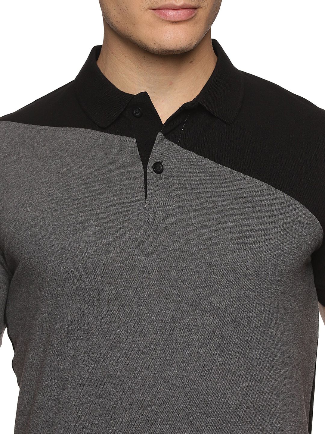 ADRO Colourblocked Cotton Polo Collar T-shirt