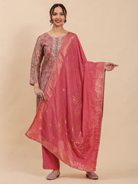 Mamicha Women Self Design Round Neck Kurti With Trousers And Dupatta