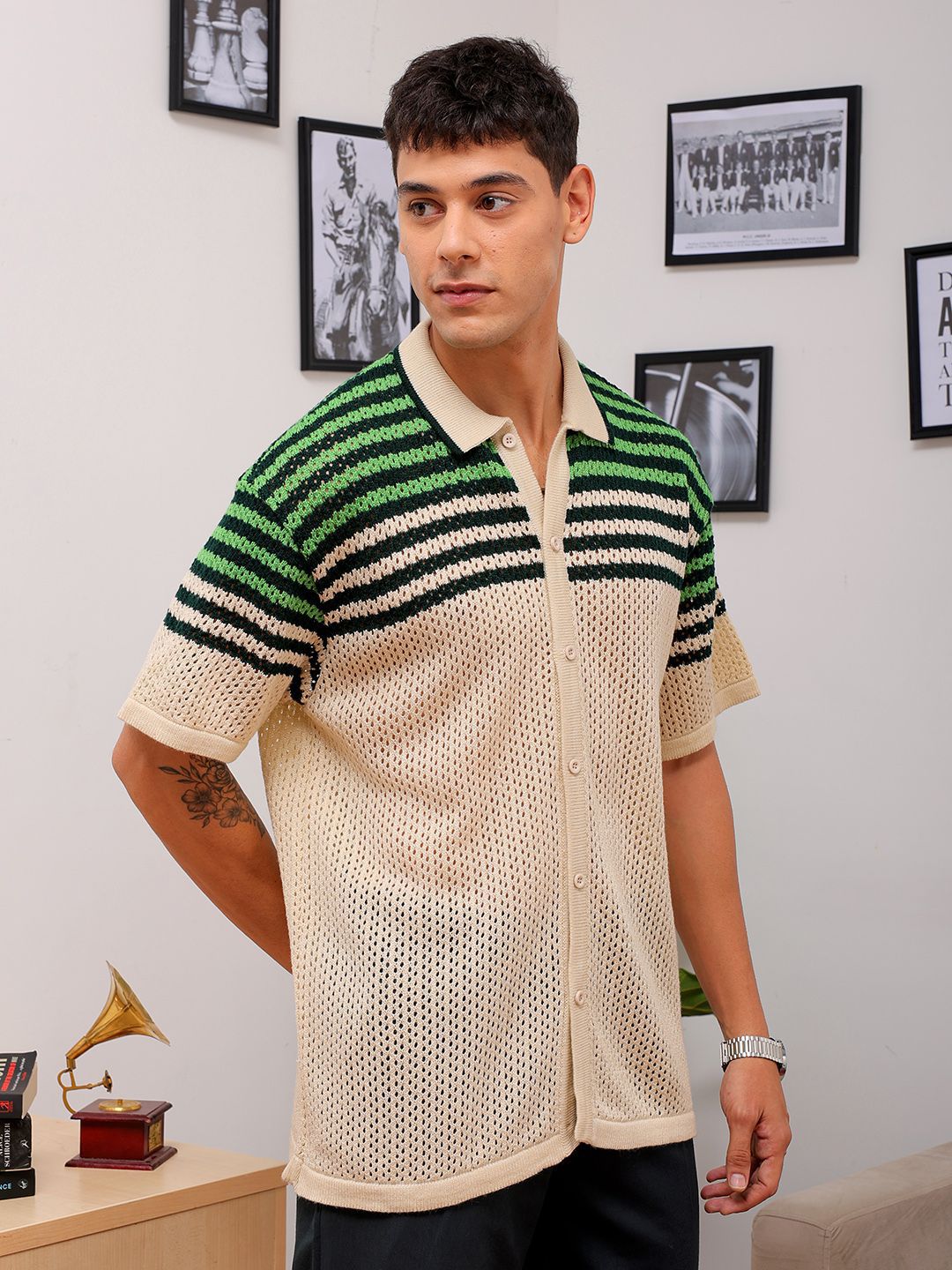 The Indian Garage Co Striped Spread Collar Relaxed Fit Shirt