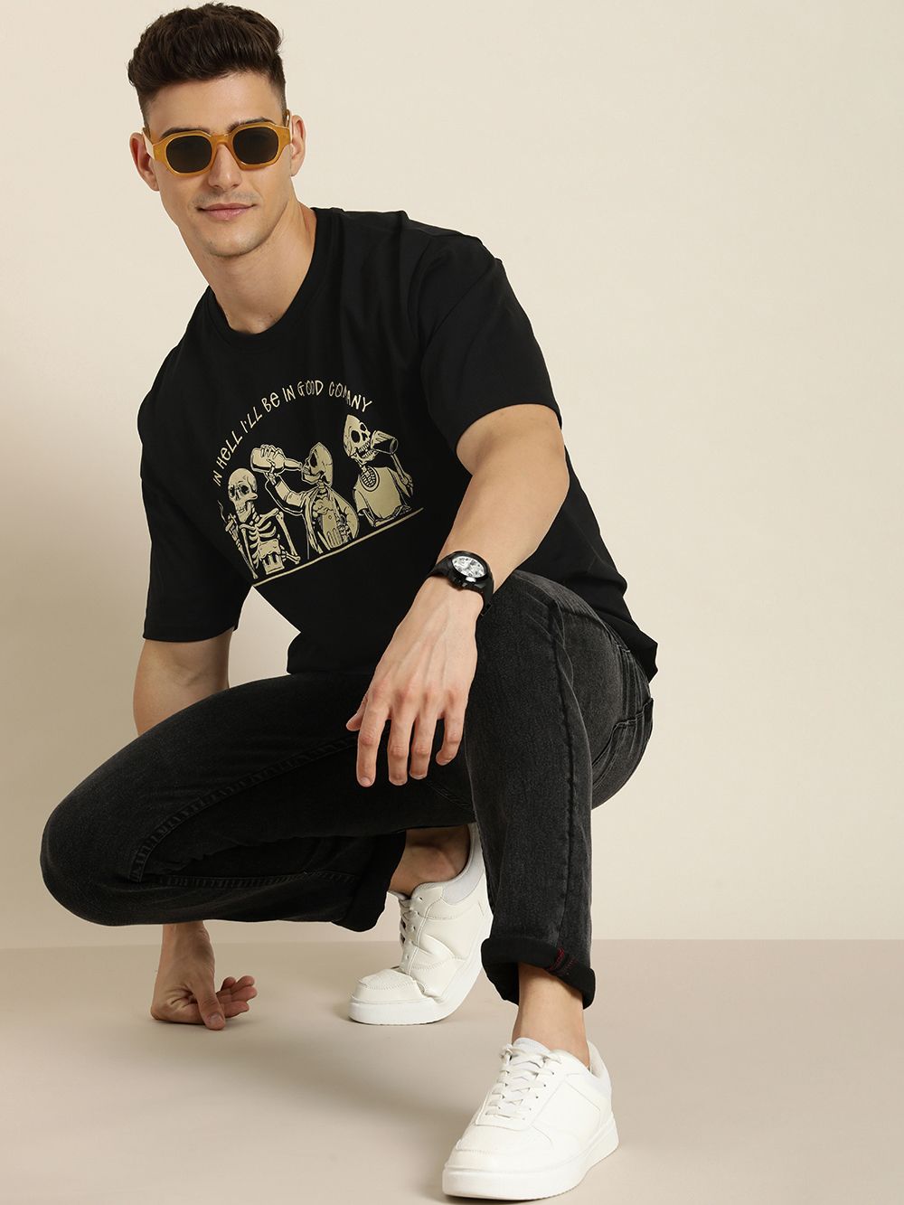 Difference of Opinion Men Graphic Printed Pure Cotton Oversized T-shirt