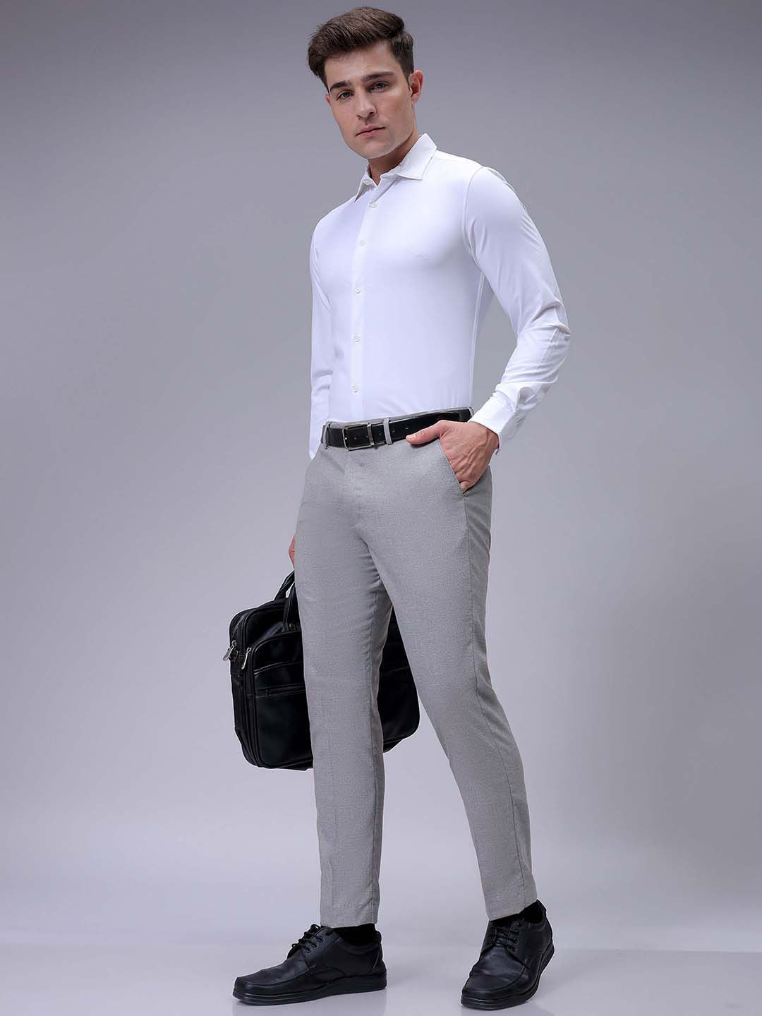 The Indian Garage Co. X Luxe Men Self-Checked Slim Fit Formal Trousers