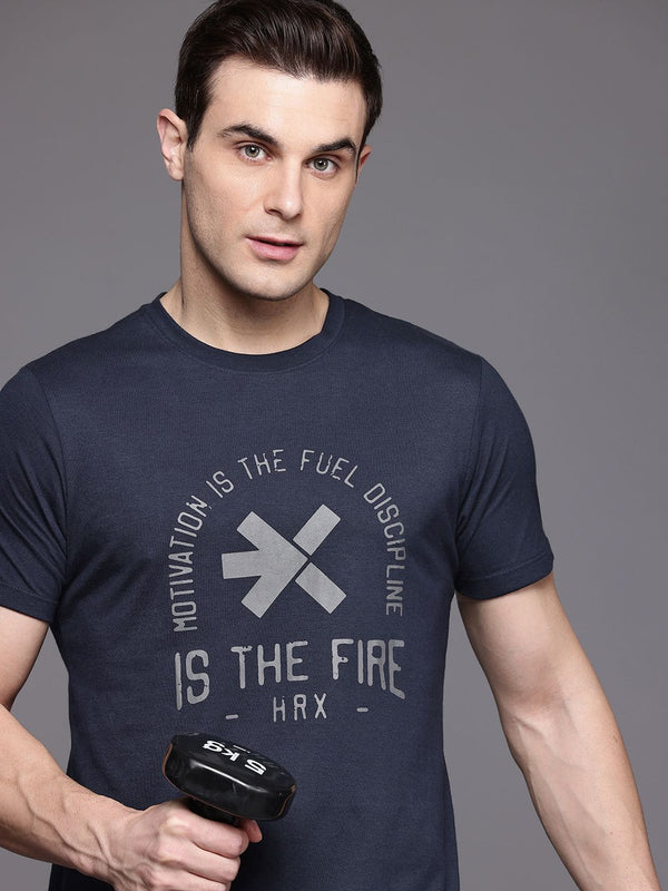 HRX by Hrithik Roshan Rapid-Dry Brand Logo Print Training T-shirt