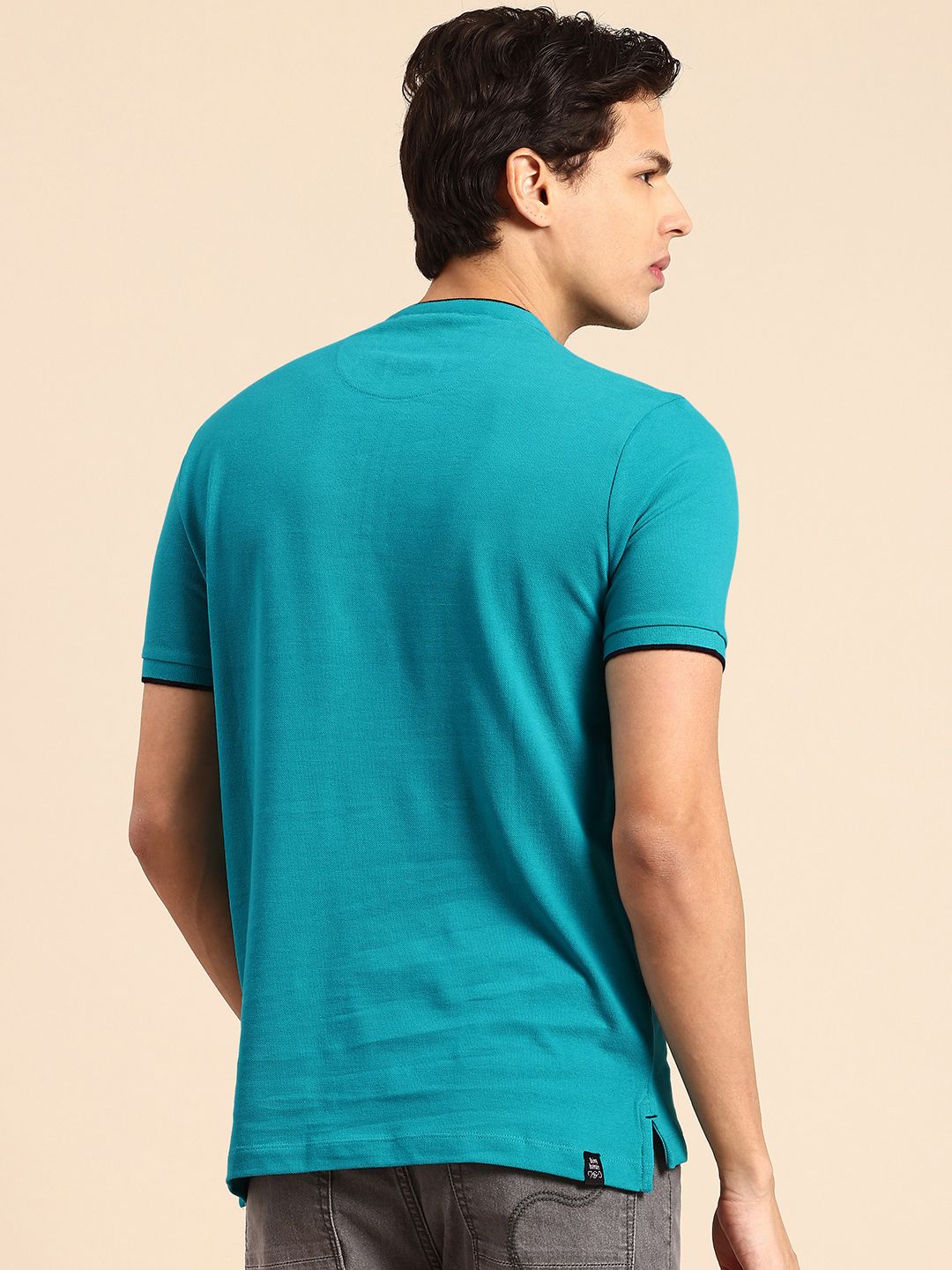 Being Human Mandarin Collar Pure Cotton T-shirt