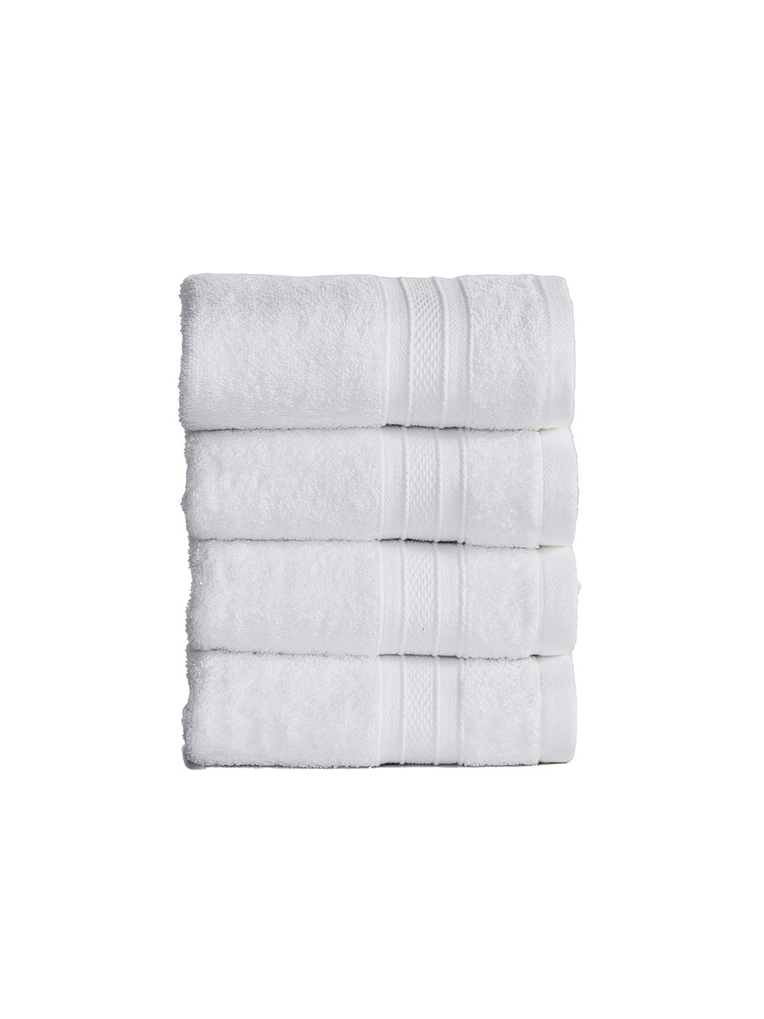 MYTRIDENT White Set of 4 Solid Soft  Plush Cotton Hand Towel