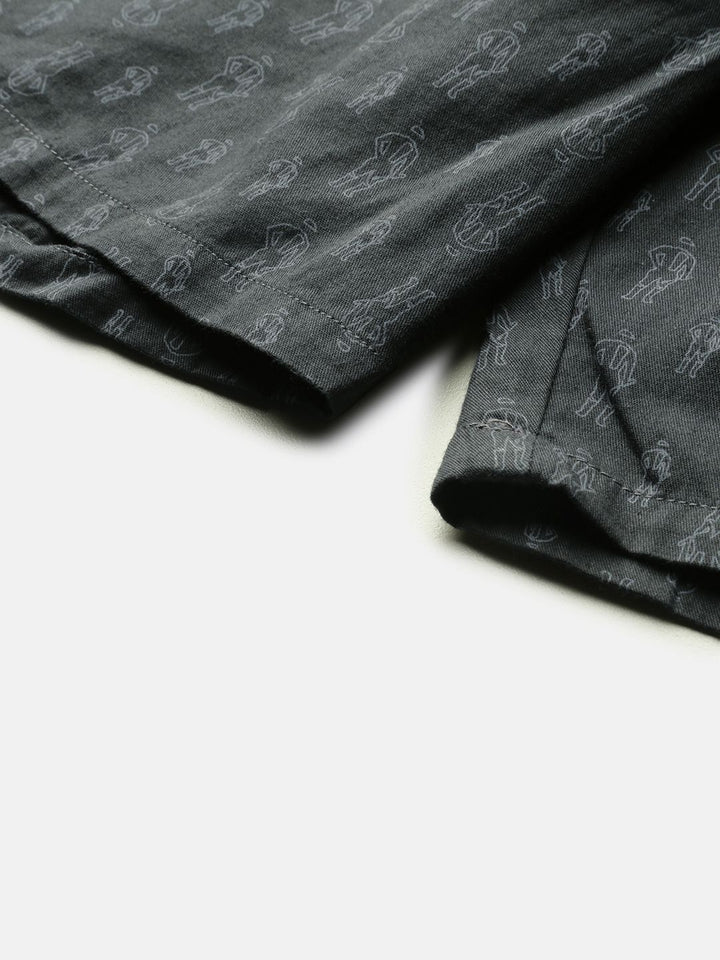 The Indian Garage Co Men Black & Grey Conversational Printed Boxers 0620-BXR05-05
