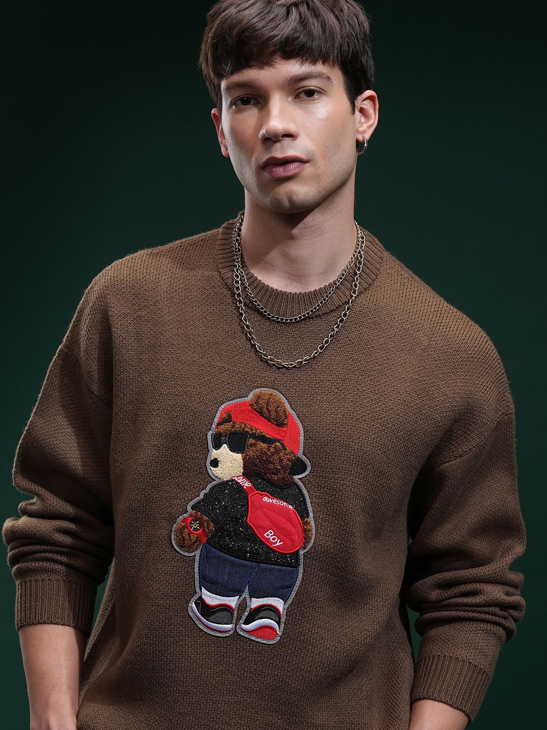 HIGHLANDER Men Embellished Round Neck Sweater