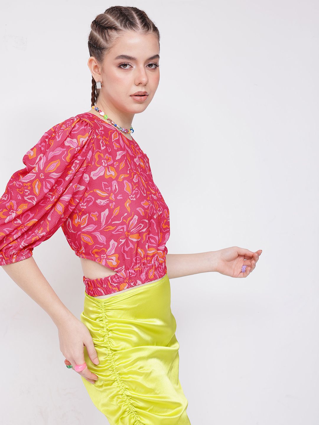 DressBerry Blooming With Confidence Cut-Out Crop Top