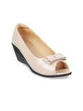 Metro Bows Embellished Peep Toes Wedge Heels