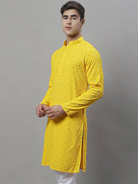 Jompers Mandarin Collar Ethnic Motifs Embroidered Chikankari Kurta