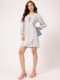 DressBerry Modern Muse Lace-Ups Striped Sheath Mini Dress