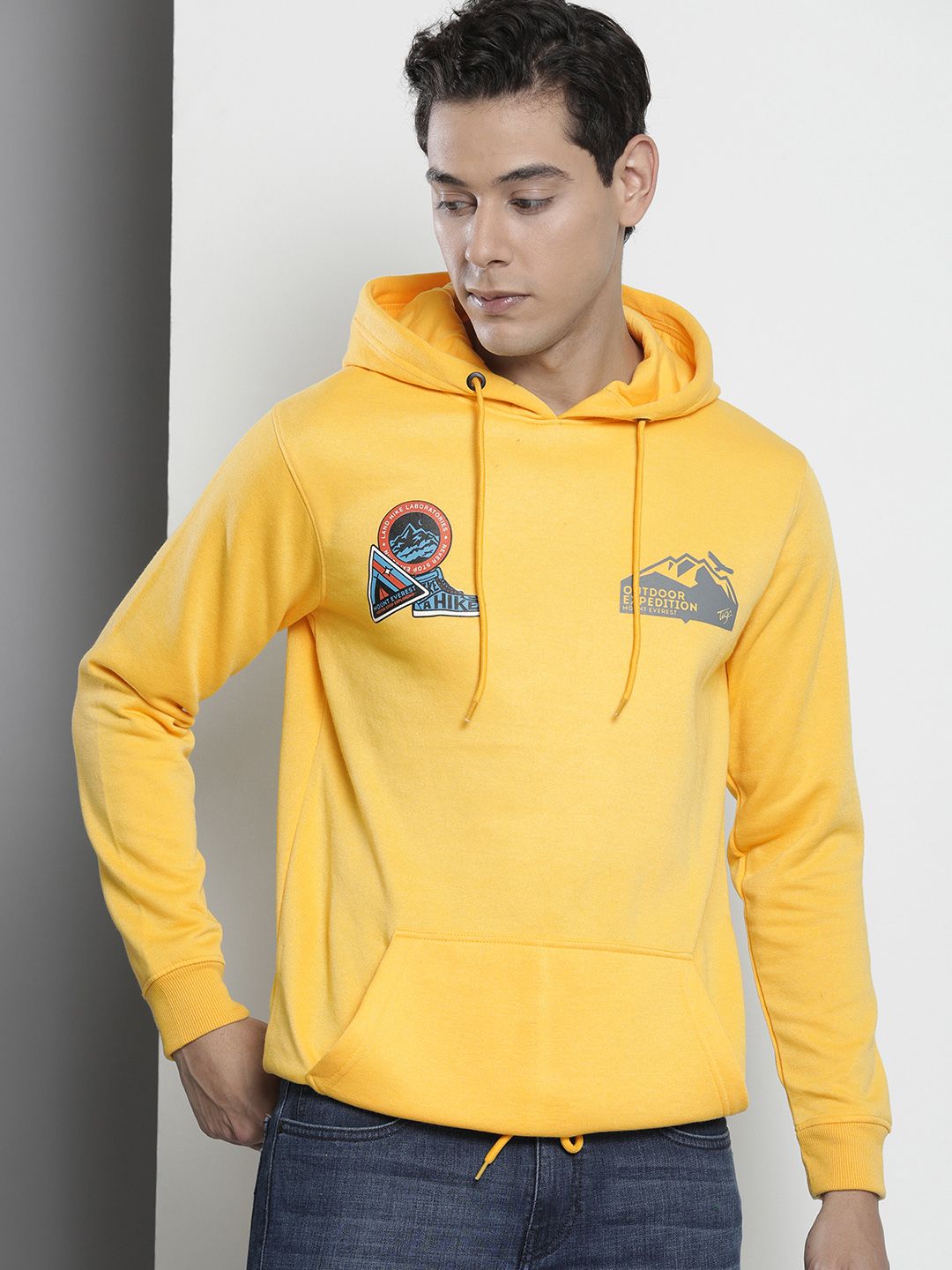 The Indian Garage Co Men Printed Hooded Sweatshirt