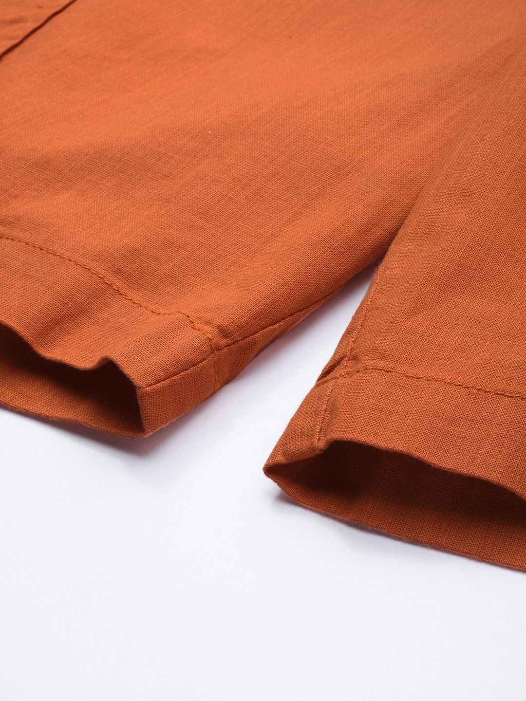 The Indian Garage Co Men Linen Cotton Slim Fit Cargo Shorts