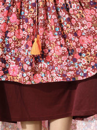 Miss Chase Women Elegant Multi-Coloured Floral Tiered Dress