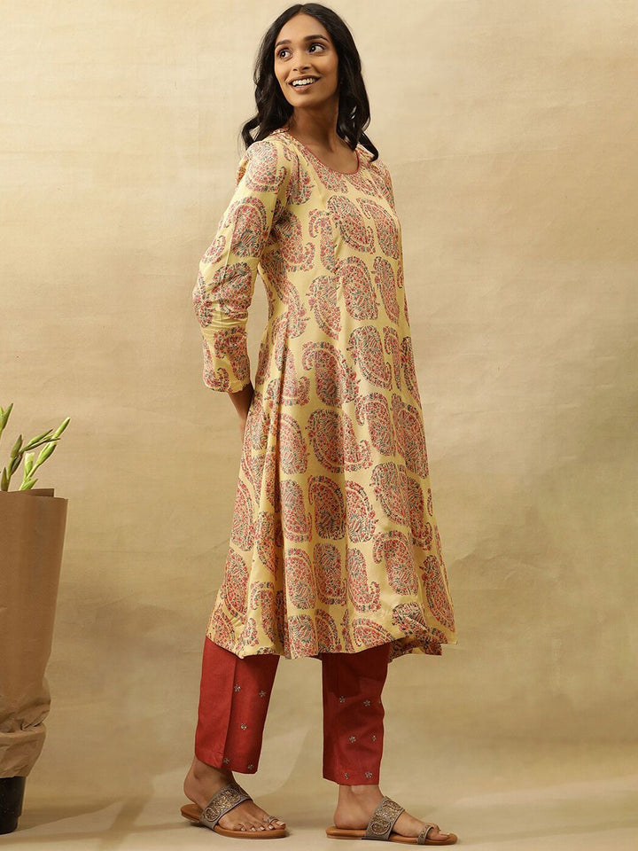 W Ethnic Motifs Printed Flared Sleeves A-Line Kurta