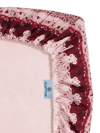 KLOTTHE Maroon & Pink Floral 400 TC Cadar King dengan 2 Sarung Bantal
