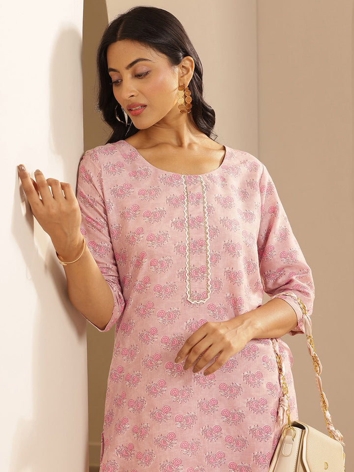 Libas Floral Printed Cotton Straight Kurta