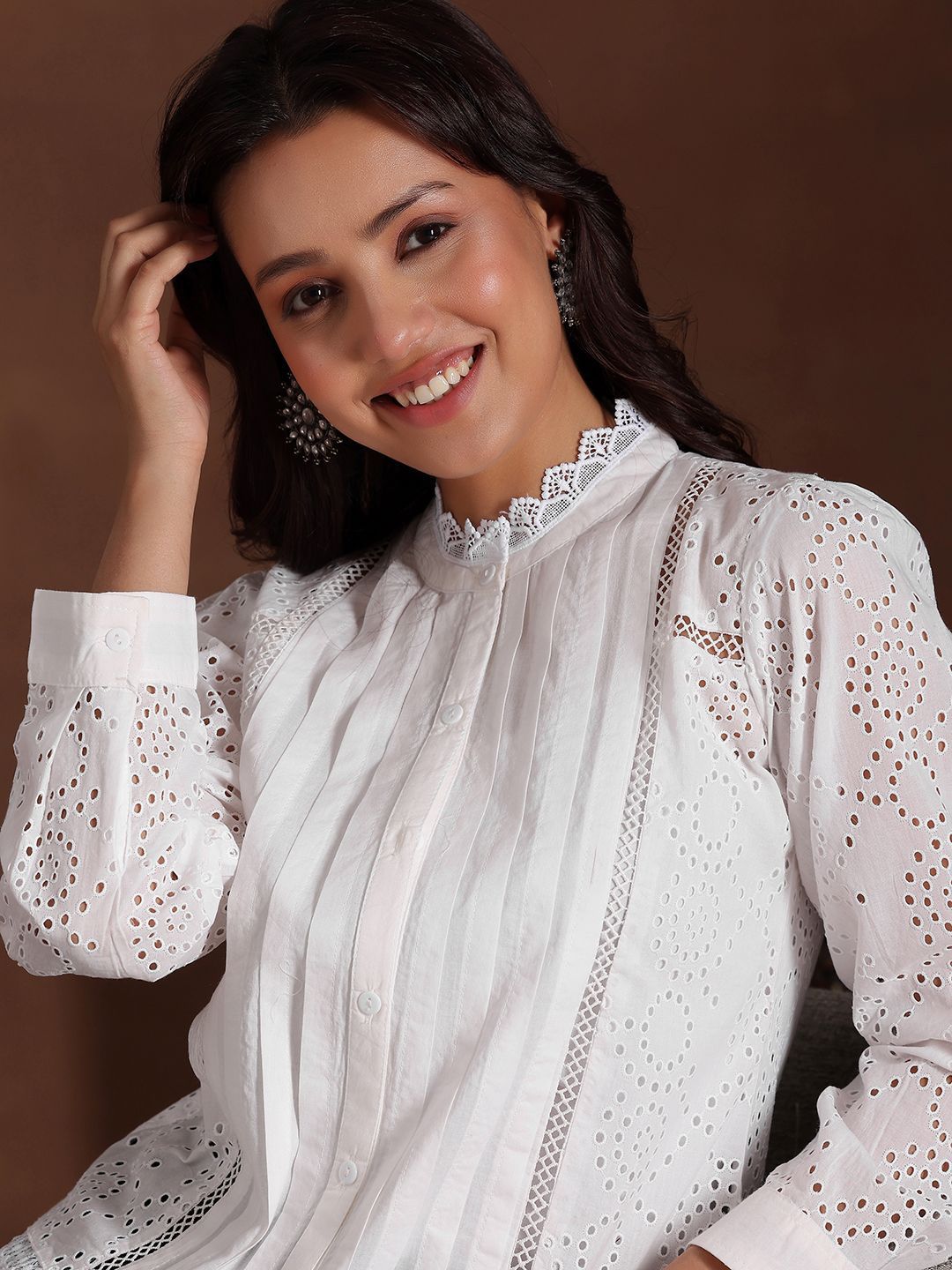Libas Geometric Schiffli Top