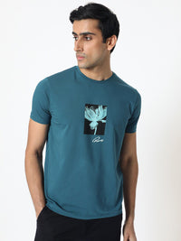 RARE RABBIT Men Dixie Graphic Printed Cotton Slim Fit T-Shirt