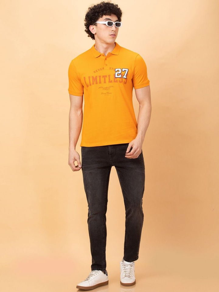 Being Human Men Typography Printed Polo Collar Applique T-shirt