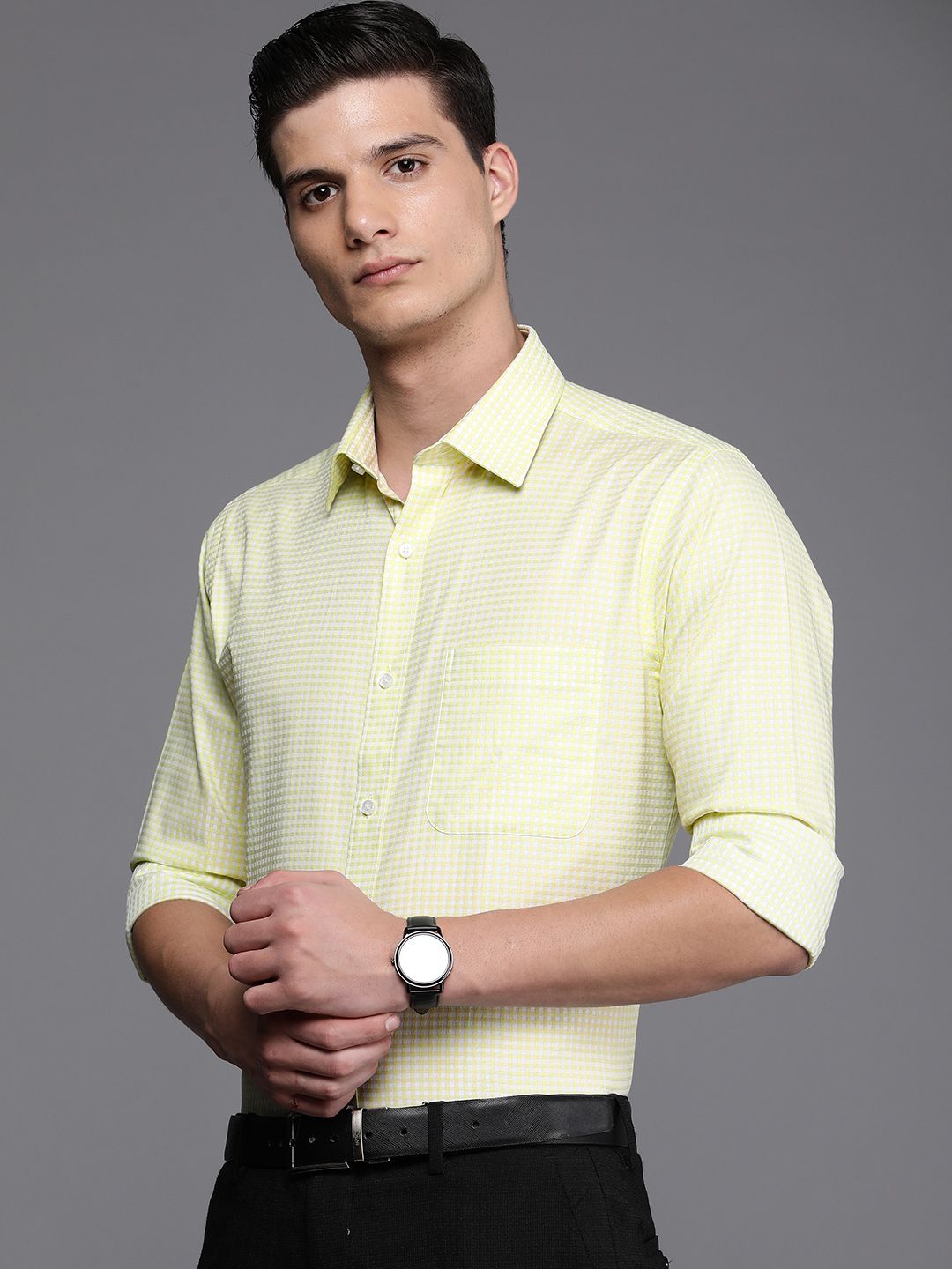 Raymond Self Design Slim Fit Pure Cotton Formal Shirt
