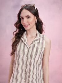 DressBerry Cuban Collar Self Design Casual Shirt