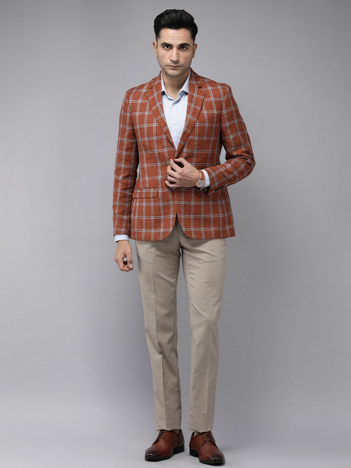 Park Avenue Regular Fit Checked Single-Breasted Formal Blazers