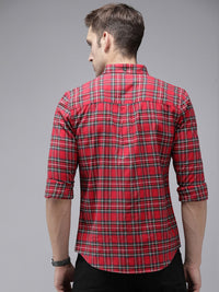 THE BEAR HOUSE Men Slim Fit Tartan Checks Pure Cotton Casual Shirt