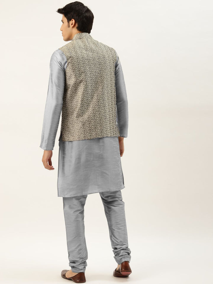 SOJANYA Kurta Biru Lelaki dengan Jaket Churidar & Nehru