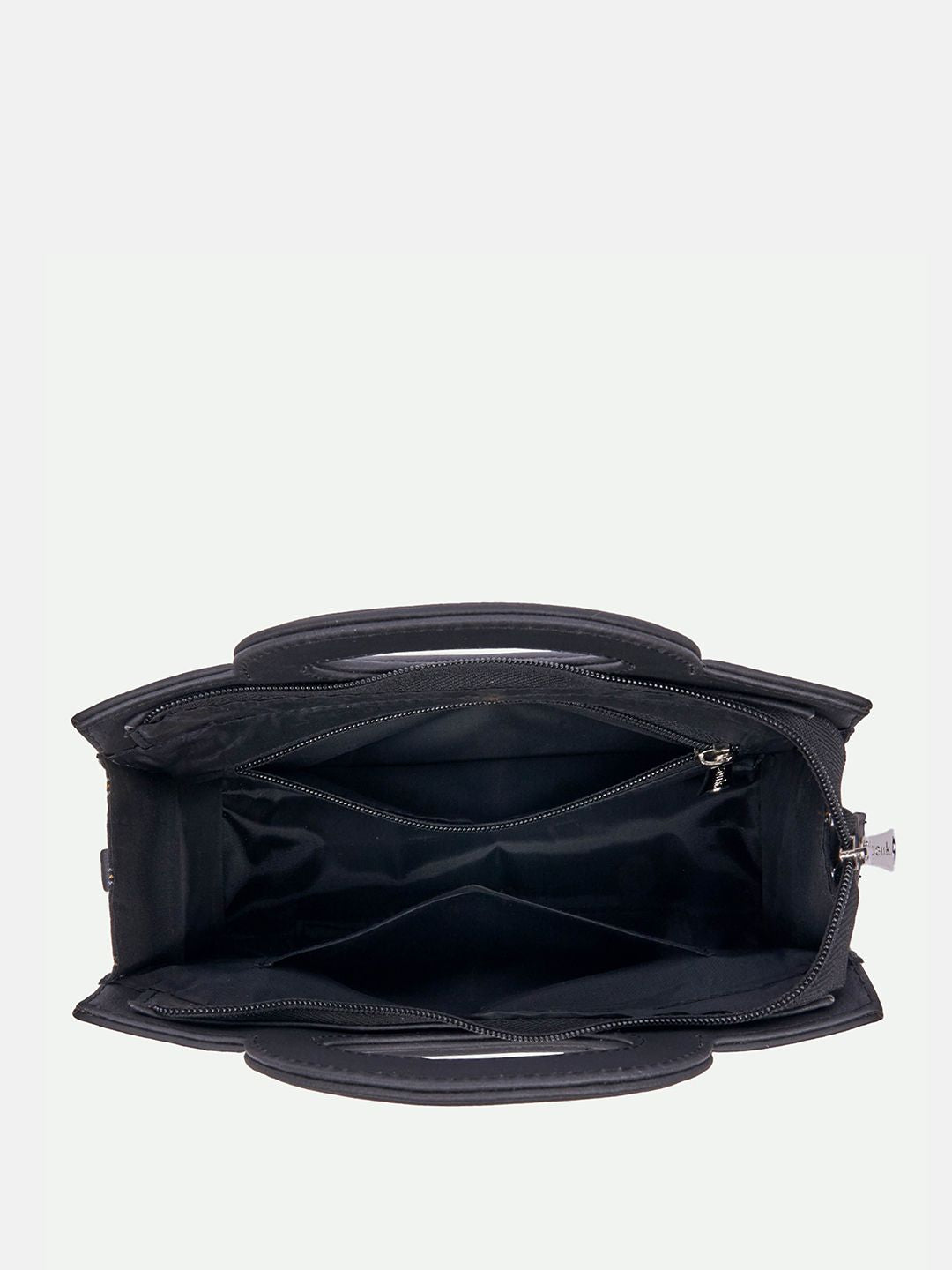 ZOUK Geometric Printed Jute Structured Sling Bag