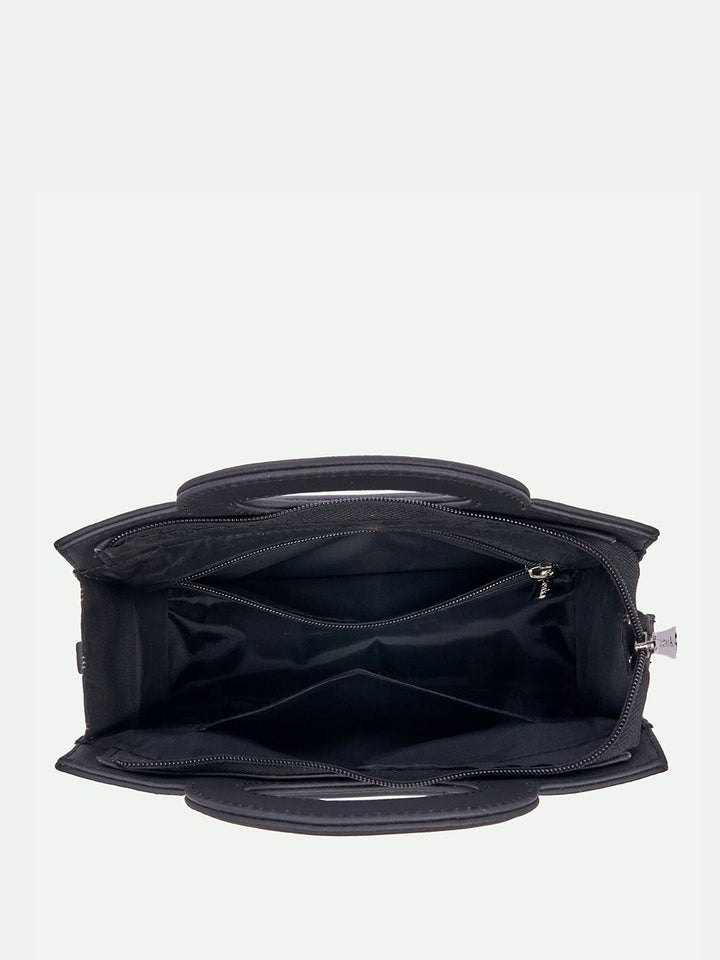 ZOUK Geometric Printed Jute Structured Sling Bag