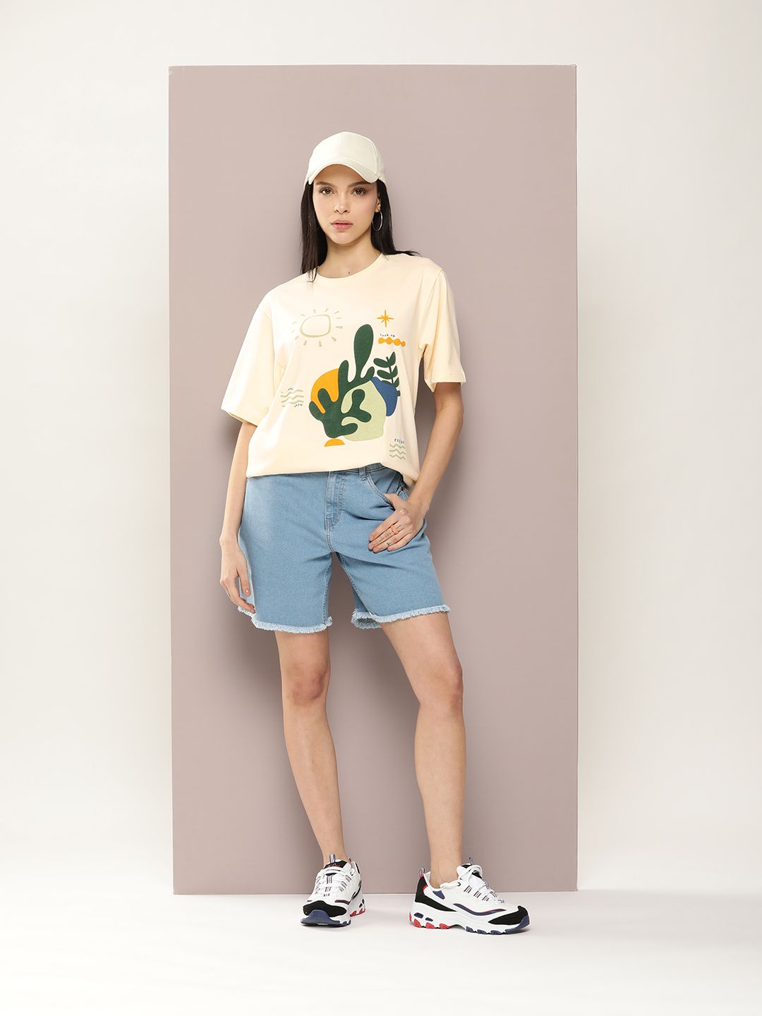 DILLINGER Women Graphic Printed Embossed Oversized T-shirt