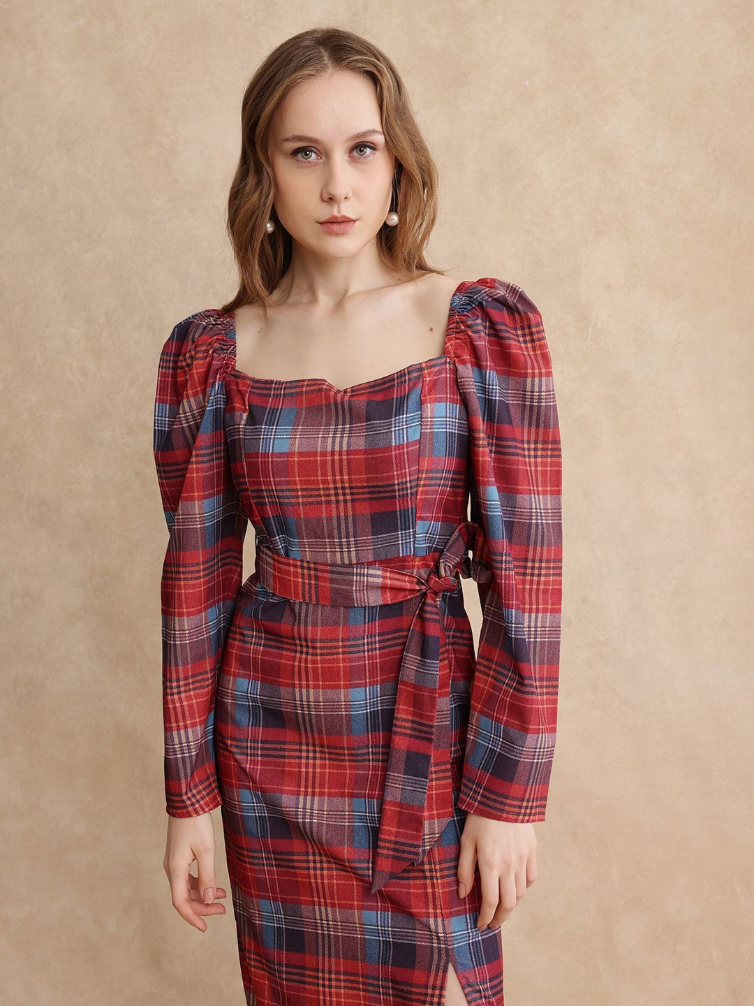 RAREISM Women Checked A-line Midi Dress